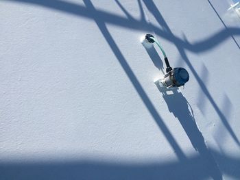 High angle view of man skiing on snow