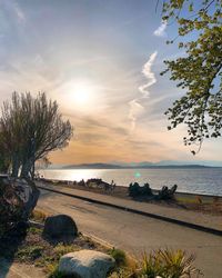 Scenic view of sea against sky during sunset