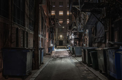 Dark empty back alley at night