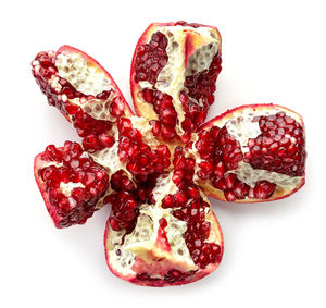 High angle view of strawberry over white background