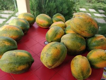 High angle view of fruits on table