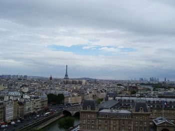 High angle shot of cityscape against the sky