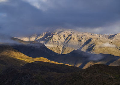 Scenic view of mountain range against sky