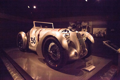 High angle view of vintage car on table