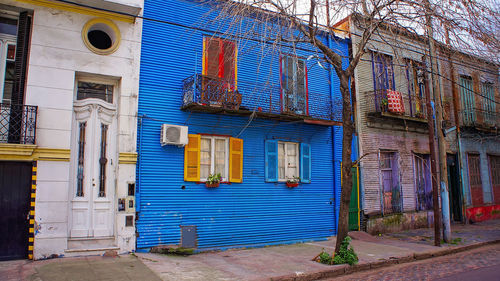 Closed door of building