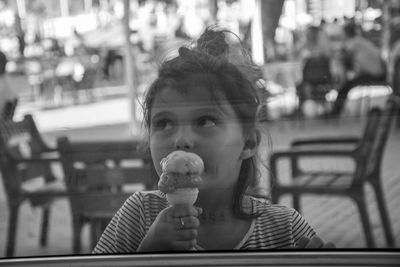 Portrait of a girl eating ice cream