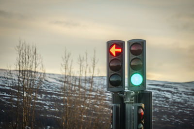 Low angle view of road signal