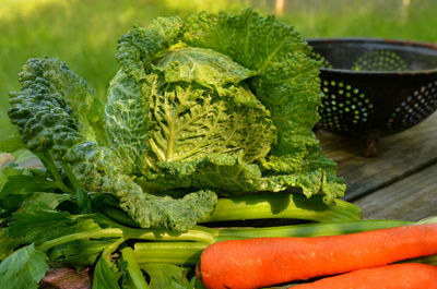 Close-up of fresh vegetables on table