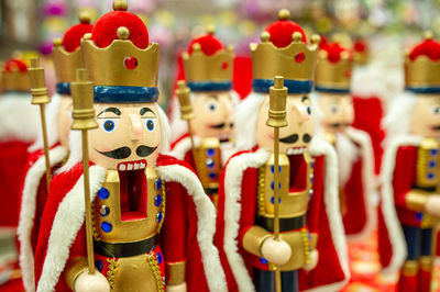 Close-up of christmas decorations for sale