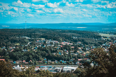 High angle view of landscape against sky