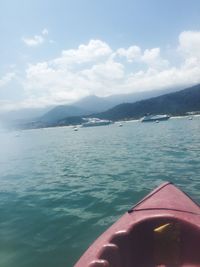Cropped image of boat in sea