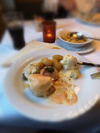 Close-up of food in plate on table