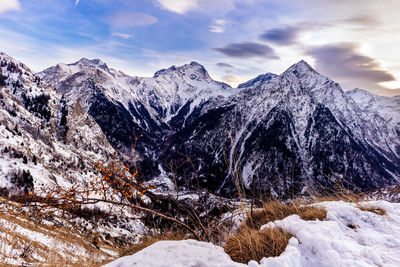 Snow covered mountain against sky