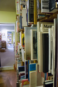 Books on shelf in library