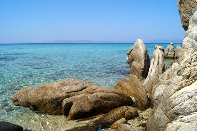 Scenic view of sea against clear sky