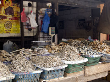 High angle view of food for sale at market