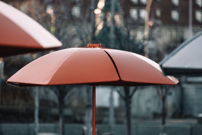 Multicoloured umbrellas at marina.