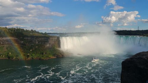 Scenic view of waterfall