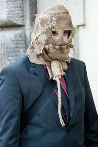 Close-up of a man wearing mask