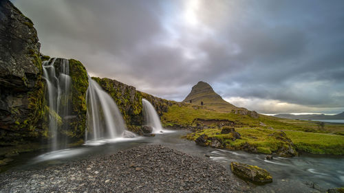 Majestic kirkjufellsfoss in northeast iceland. 