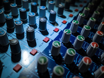 Full frame shot of sound mixer at recording studio