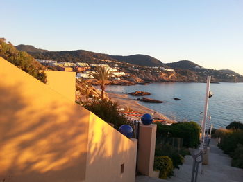 Scenic view of sea against clear sky