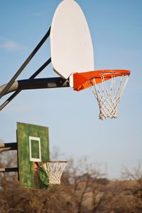 Low angle view of basketball hoop against sky