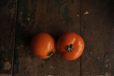 High angle view of orange on table