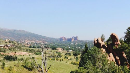 Panoramic view of landscape against clear sky