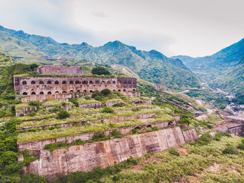 View of fort against mountain range