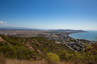 High angle view of cityscape against sky