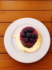 High angle view of breakfast in plate on table