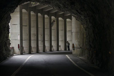 Interior of a dark tunnel