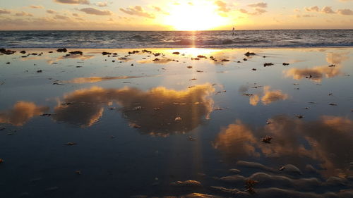 Scenic view of sunset over sea