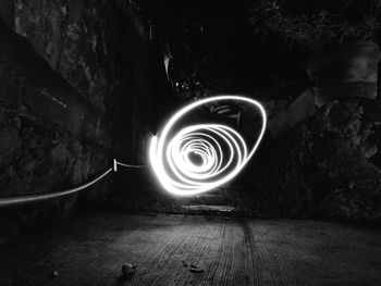 Spiral staircase at night