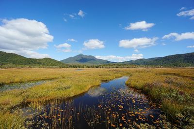 Scenic view of lake against sky
