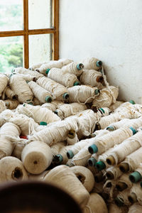 High angle view of wool