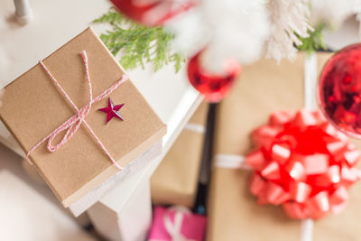 Close-up of christmas decoration in box