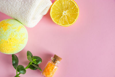 Directly above shot of fruits on table