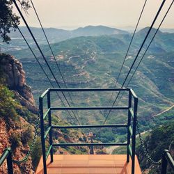 Overhead cable car over mountains