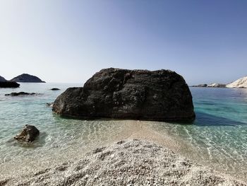 Scenic view of sea against clear sky