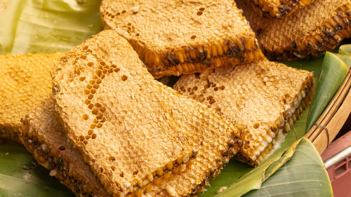 High angle view of bread for sale