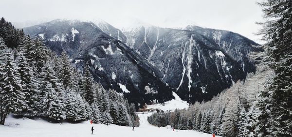 Scenic view of snow covered mountains