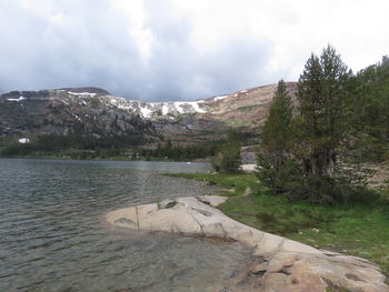 Scenic view of lake against sky