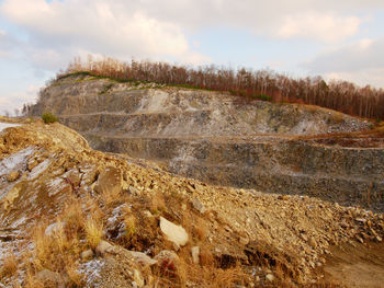 Scenic view of rock formation against sky