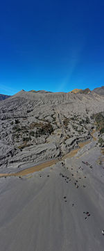 Scenic view of desert against clear blue sky