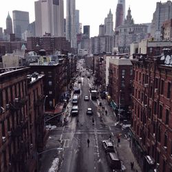 Elevated view of city street