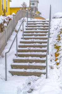 Snow covered staircase