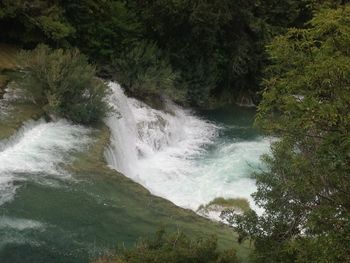 Scenic view of waterfall