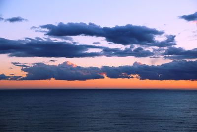 Scenic view of sea against sky at sunset